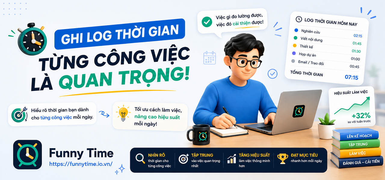 Funny Time - Website ghi log công việc kỹ thuật hằng ngày