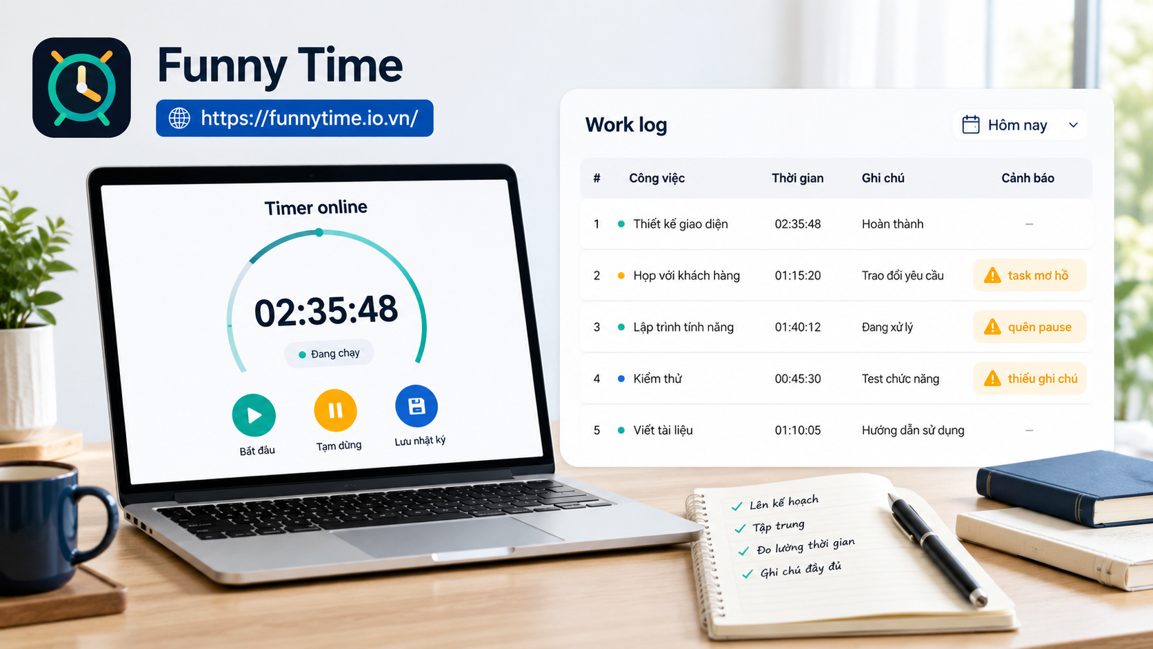 Người dùng kiểm tra lỗi khi ghi log công việc bằng timer online