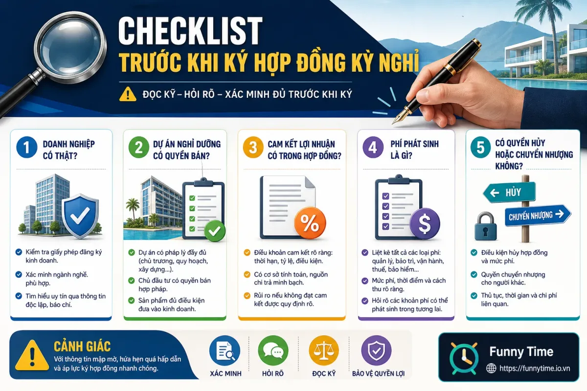 Checklist cần kiểm tra trước khi ký hợp đồng kỳ nghỉ